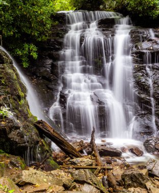 Soco Falls In North Carolina USA. Beautiful and popular water falls with long exposure effect