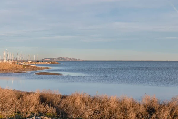 stock image View of the bay of Marseillan, France on a winter day