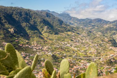 Portekiz 'in Madeira adasındaki küçük bir kasaba ve limanı olan Machico' nun panoramik manzarası