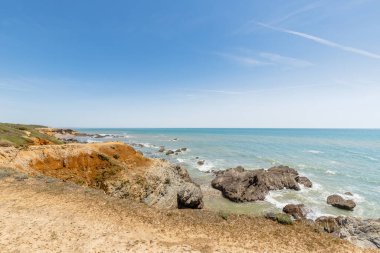 Pointe du Payre plajı manzarası, Jard sur Mer, Fransa, Vendee, Fransa