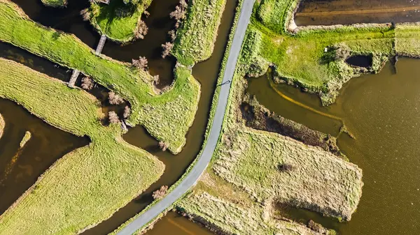 drone view of the salt marshes of Ile d Olonne, Vendee, France on a winter day in good weather
