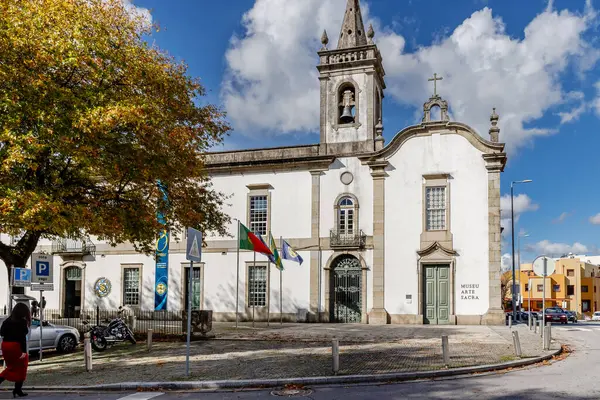 stock image Vila Nova de Famalicao, Braga, Portugal - October 22, 2020: Architecture detail of the Museum of Sacred Art (museu arte sacra) in the historic city center on an autumn day