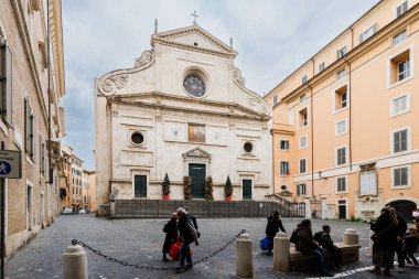 Rome, Italy - December 29, 2023: view of basilique Sant'Agostino in Campo Marzio visited by tourists in the historic city center on a winter day clipart