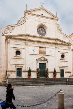 Rome, Italy - December 29, 2023: view of basilique Sant'Agostino in Campo Marzio visited by tourists in the historic city center on a winter day clipart