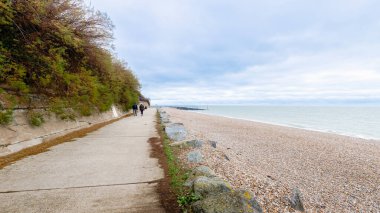Folkestone plajı, İngiltere 'de bir kış günü