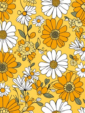 Çiçekler ve yapraklarla kusursuz desen