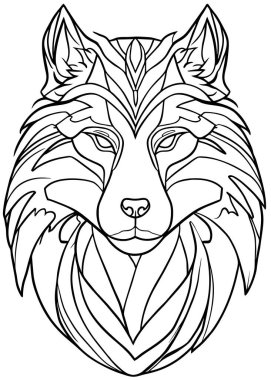 Vektör el çizimi kurt çizimi. siyah ve beyaz