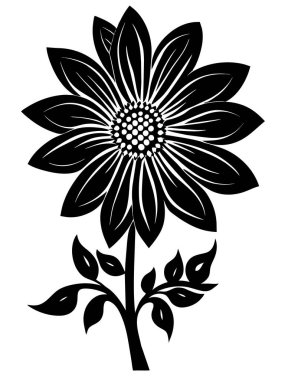 Çiçekler siyah siluet deseni