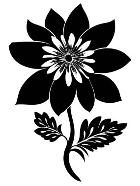 Çiçekler siyah siluet deseni