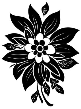 Çiçekler siyah siluet deseni