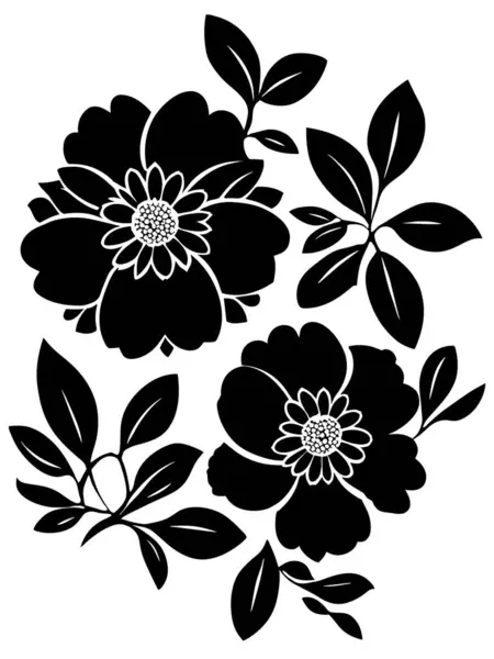 stock vector Flowers black silhouettes pattern vector illustration