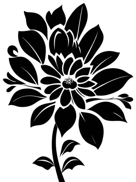 Stock vector Flowers black silhouettes pattern vector illustration