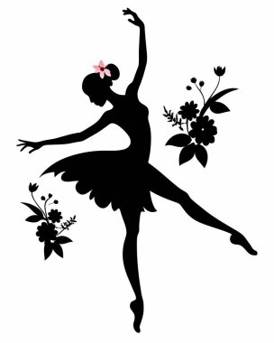 Beyaz arkaplanda balerin silueti şablonu