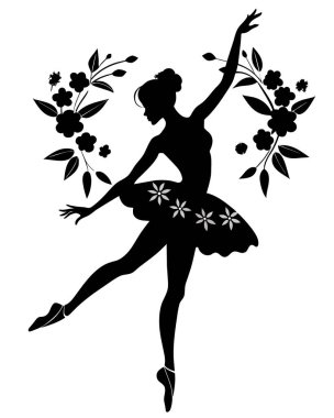 Beyaz arkaplanda balerin silueti şablonu