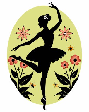 Beyaz arkaplanda balerin silueti şablonu