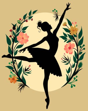 Beyaz arkaplanda balerin silueti şablonu