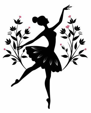 Beyaz arkaplanda balerin silueti şablonu