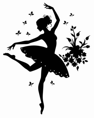 Beyaz arkaplanda balerin silueti şablonu