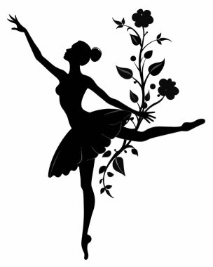 Beyaz arkaplanda balerin silueti şablonu