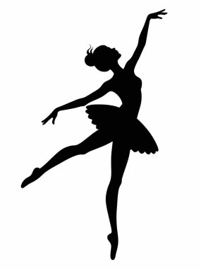 Beyaz arkaplanda balerin silueti şablonu