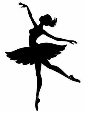 Beyaz arkaplanda balerin silueti şablonu