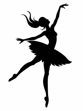 Beyaz arkaplanda balerin silueti şablonu