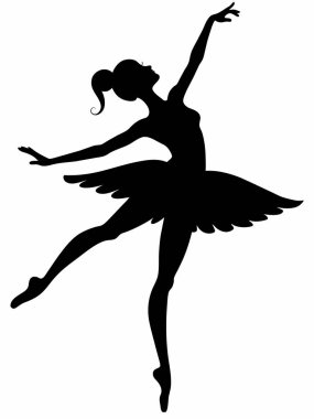 Beyaz arkaplanda balerin silueti şablonu