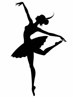 Beyaz arkaplanda balerin silueti şablonu