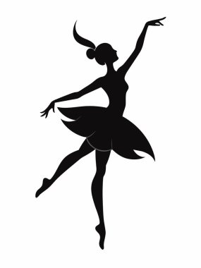 Beyaz arkaplanda balerin silueti şablonu