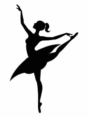 Beyaz arkaplanda balerin silueti şablonu