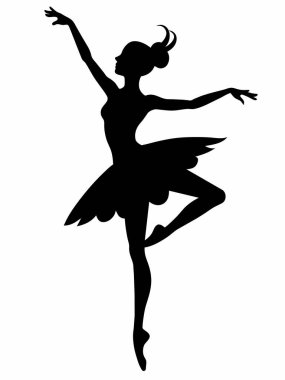 Beyaz arkaplanda balerin silueti şablonu