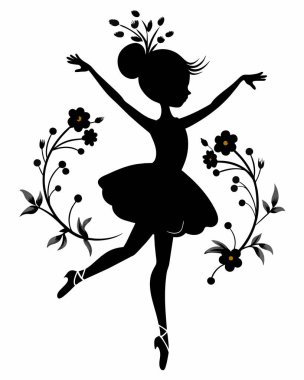 Beyaz arkaplanda balerin silueti şablonu