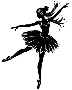 Beyaz arkaplanda balerin silueti şablonu