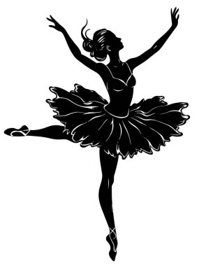 Beyaz arkaplanda balerin silueti şablonu