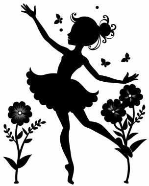 Beyaz arkaplanda balerin silueti şablonu