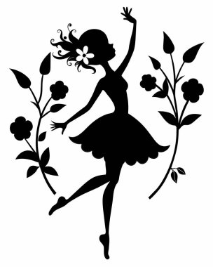 Beyaz arkaplanda balerin silueti şablonu