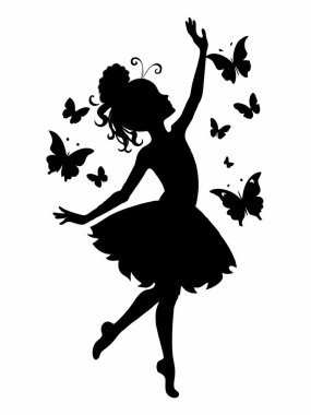 Beyaz arkaplanda balerin silueti şablonu