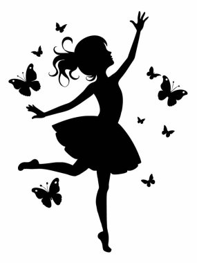 Beyaz arkaplanda balerin silueti şablonu