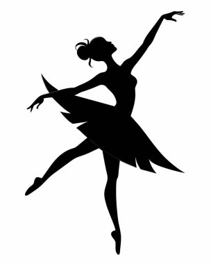 Beyaz arkaplanda balerin silueti şablonu