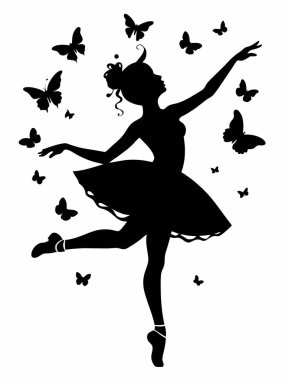 Beyaz arkaplanda balerin silueti şablonu