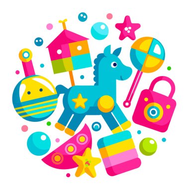 renkli oyuncaklar ve çocuklar