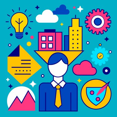 İş ve finans ikonları ayarlandı. vektör illüstrasyonu