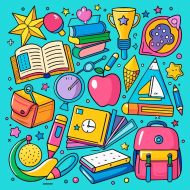 Okul ve iş için renkli kırpma nesneleri karala