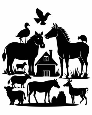 Çiftlik hayvanları vektör illüstrasyonu oluşturdu