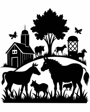 Siyah beyaz çiftlik hayvanları