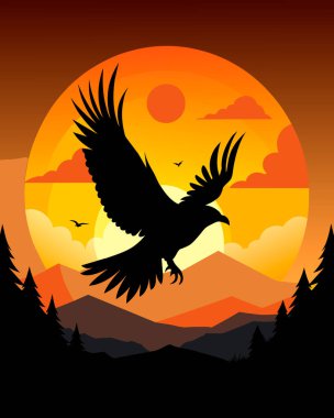 Günbatımında Afrika manzara ağacı silueti