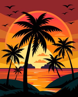 palmiye ağacı ve güneş