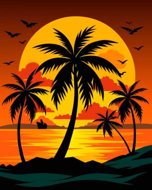 Gün batımında palmiye ağacı