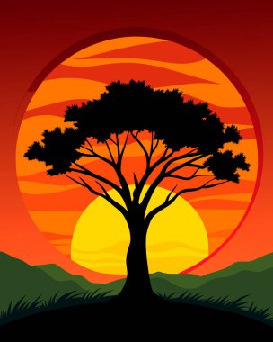 Güneşli ağaç, vektör illüstrasyonu, 10 lira