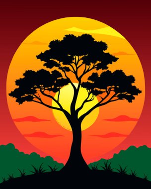 ağaç siluet vektör.